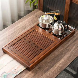 Bàn Trà Gỗ Hương Tích Hợp Bếp Điện Cao Cấp, Tiện Lợi Pha Trà